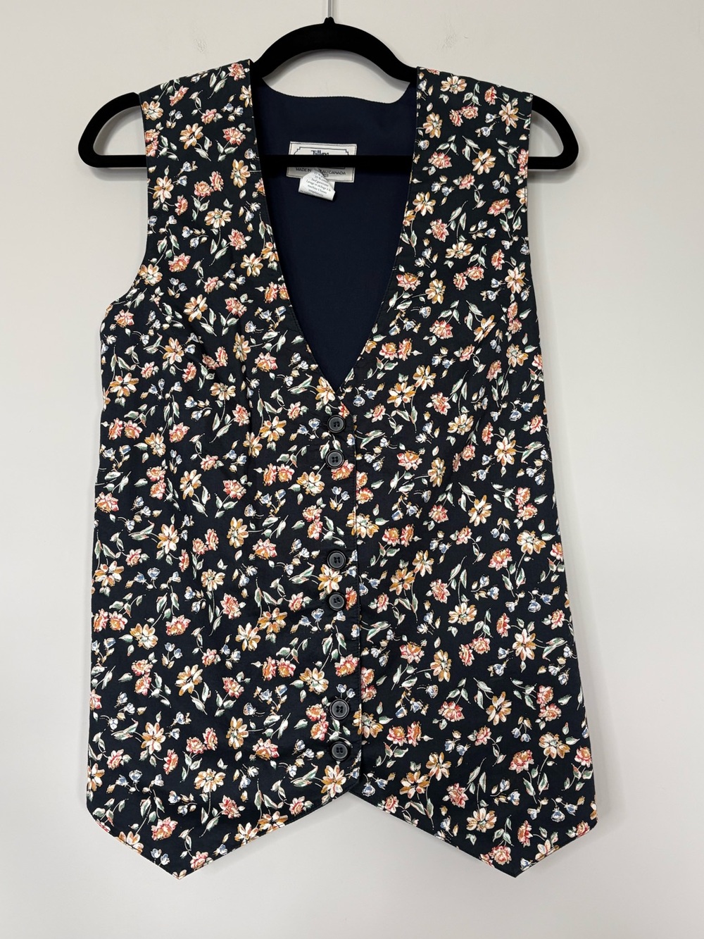 Vintage Tilley Endurables 100% Cotton Floral Vest Made In Canada Size S Preppy